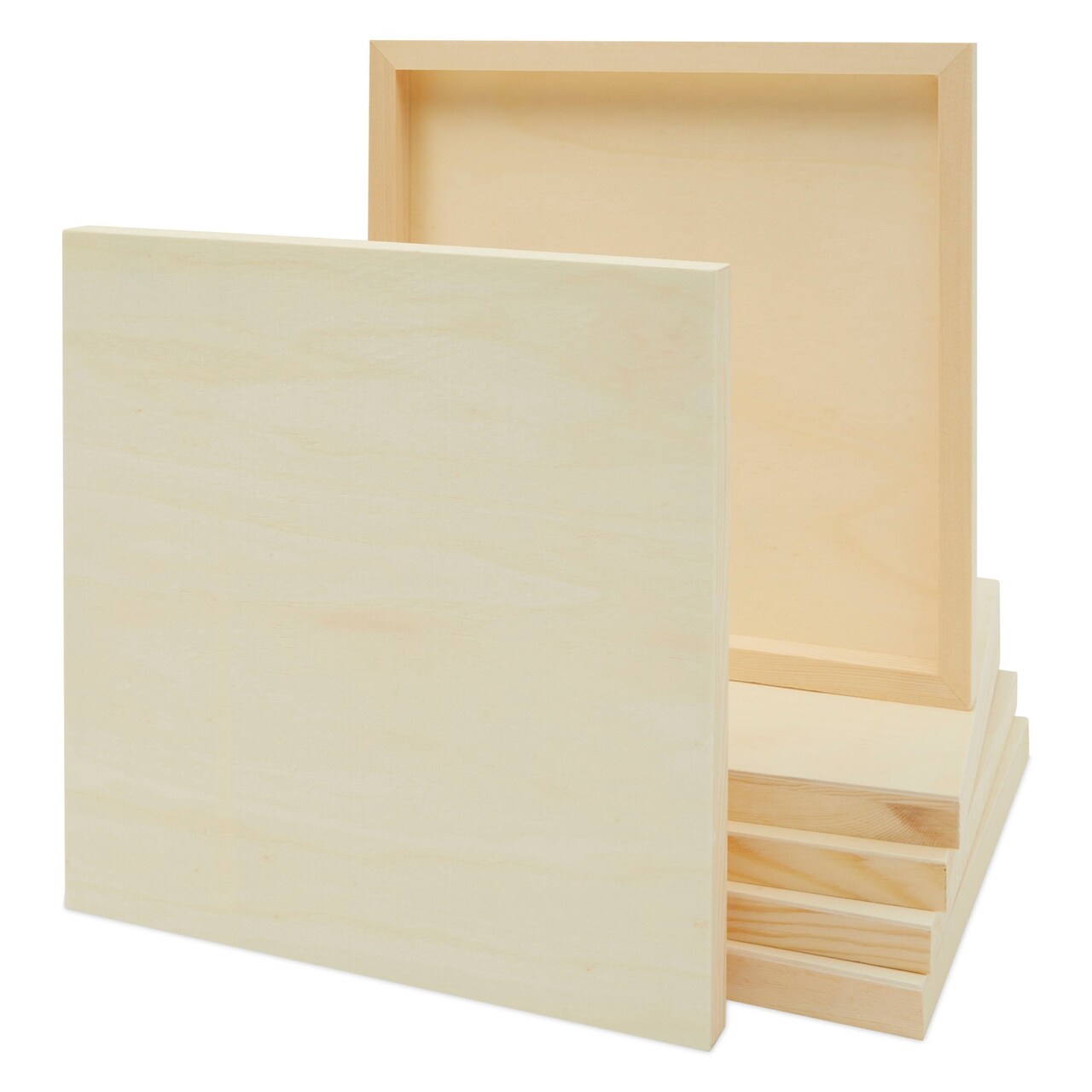 6 Pack Unfinished Square Wood Panels for Painting, 12x12 Wooden Canvas Boards for Crafts
